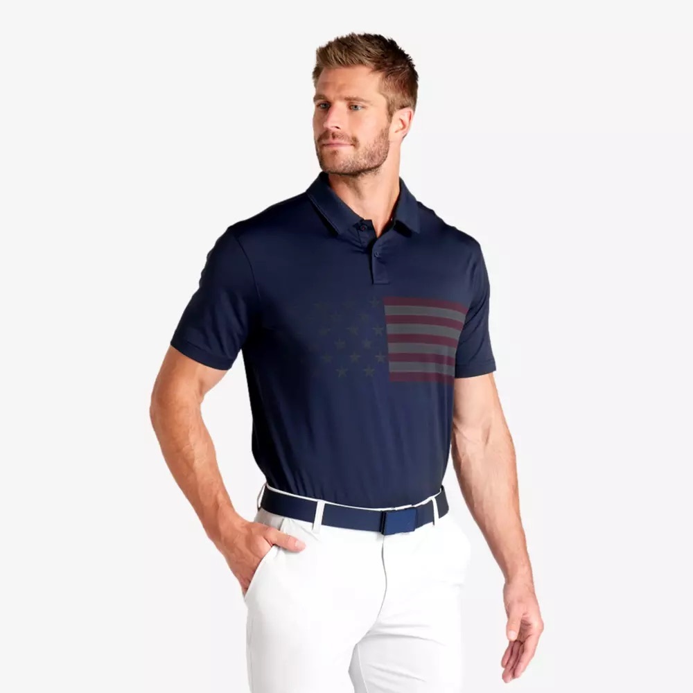 NEW Puma x Volition America mens XL flag stripe polo golf shirt navy blue NWT